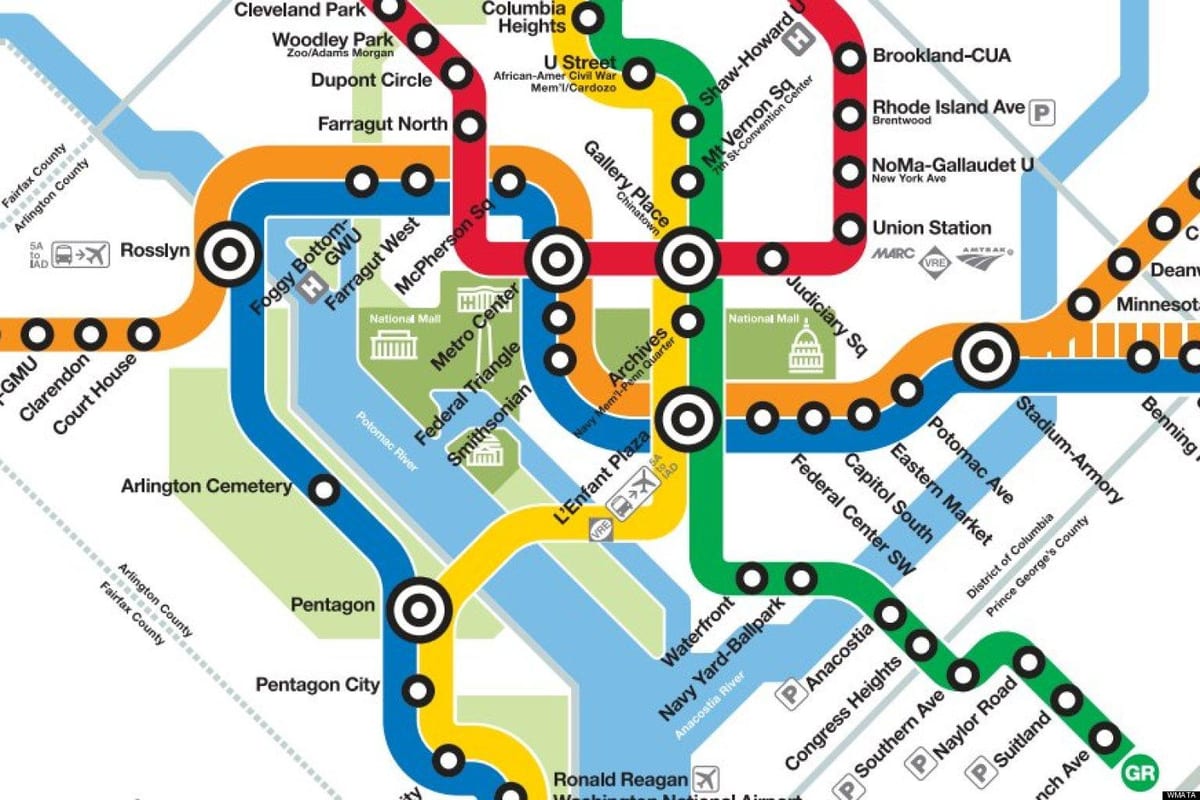 dc gele lijn kaart