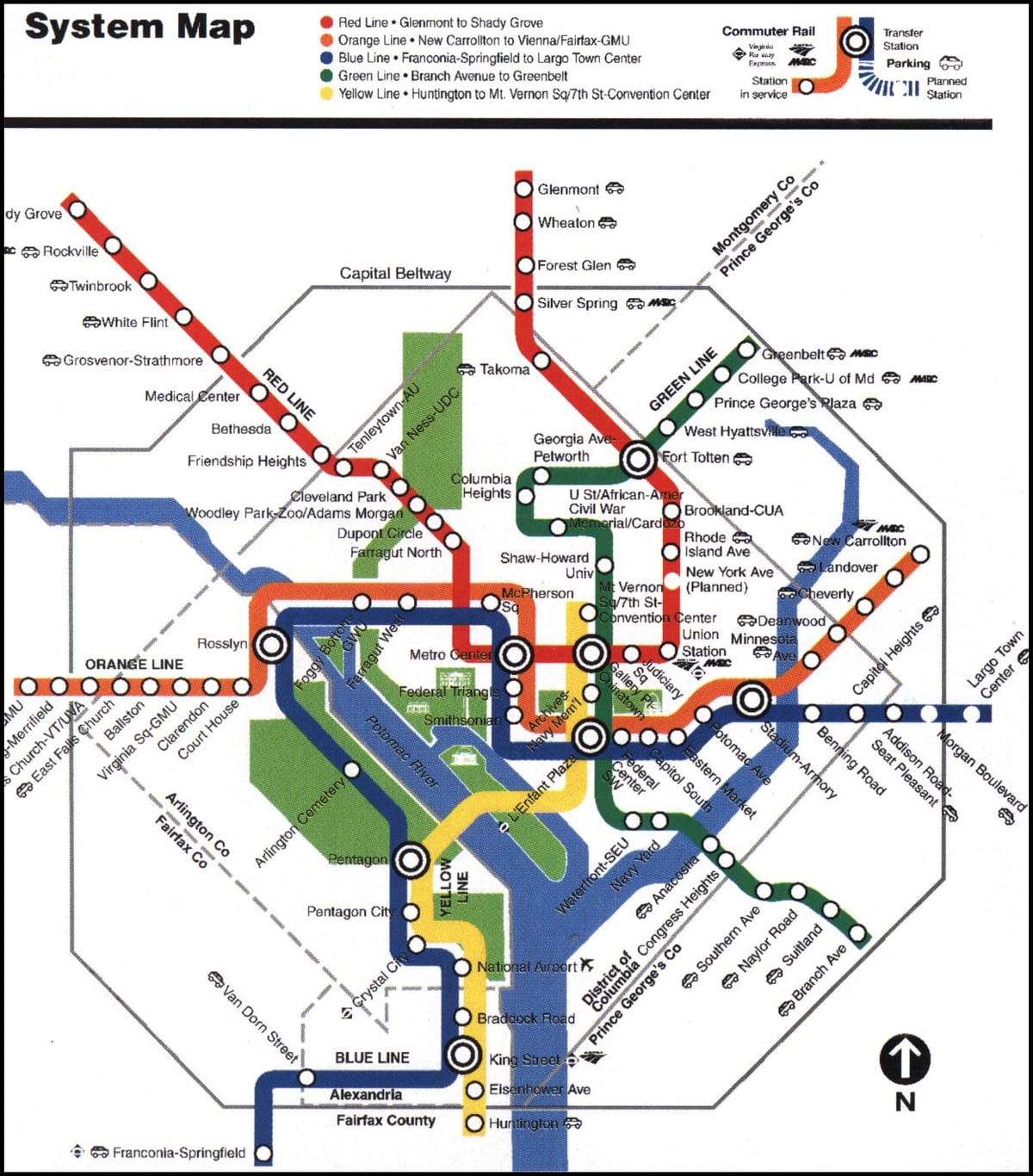 washington dc metro kaart