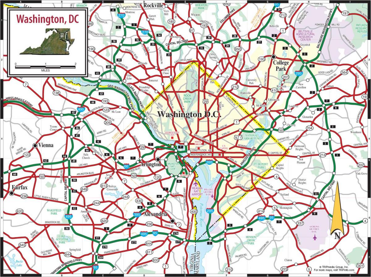 washington dc metro kaart street overlay