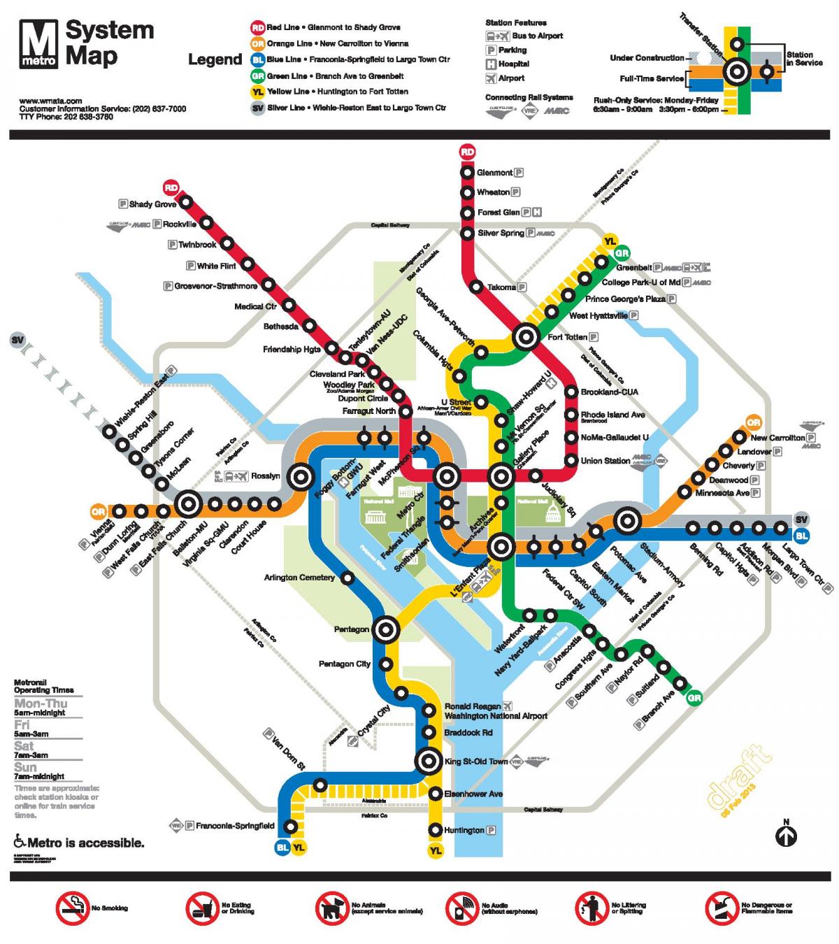 washington dc metro lijn kaart