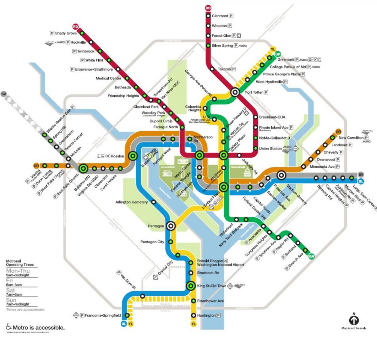 washington metrostation kaart