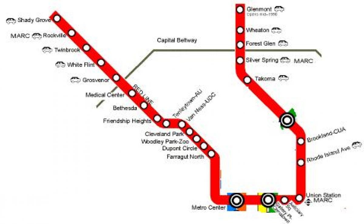 washington dc metro (rode lijn op kaart