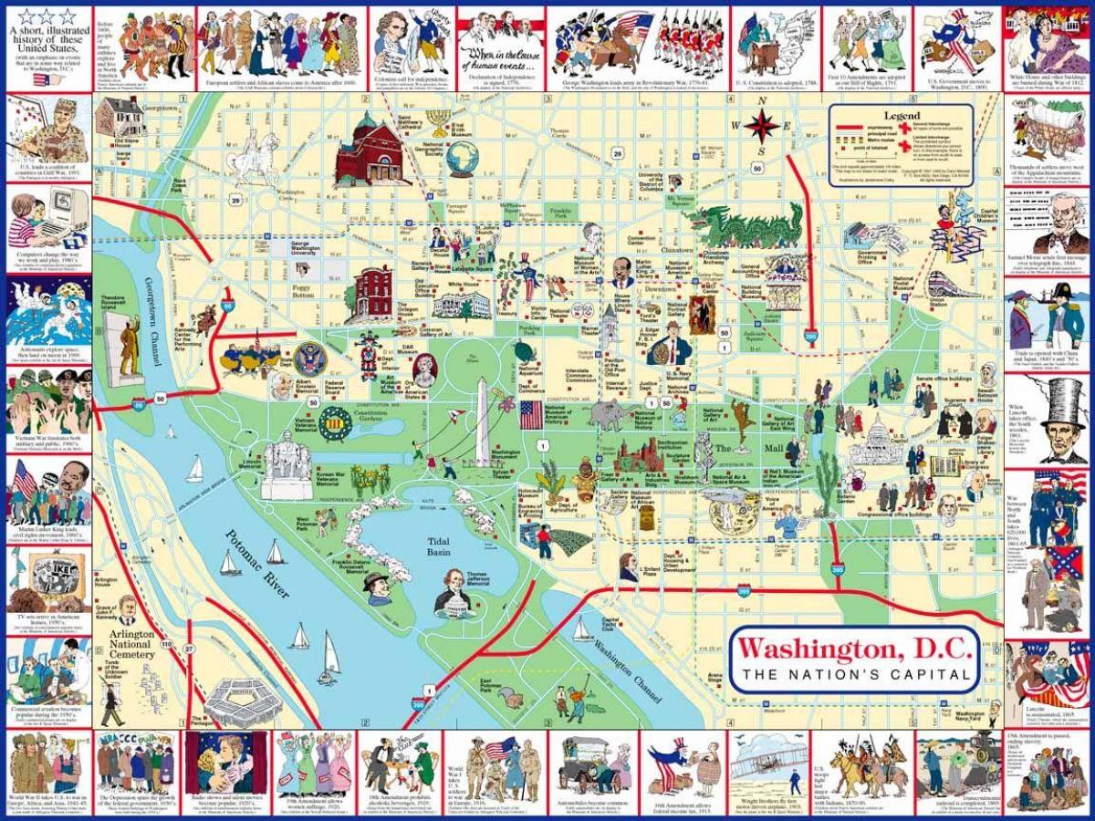 washington dc kaart van de toeristische sites
