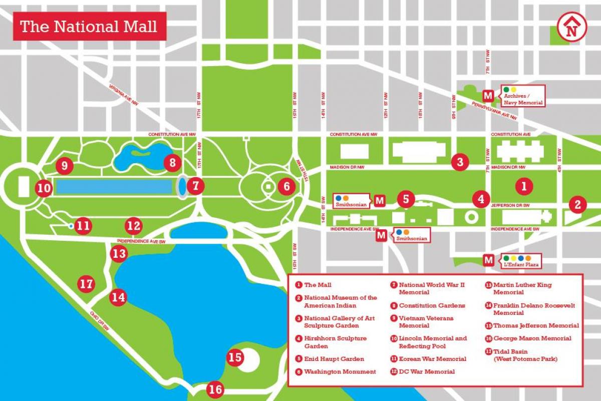 kaart van de national mall parking