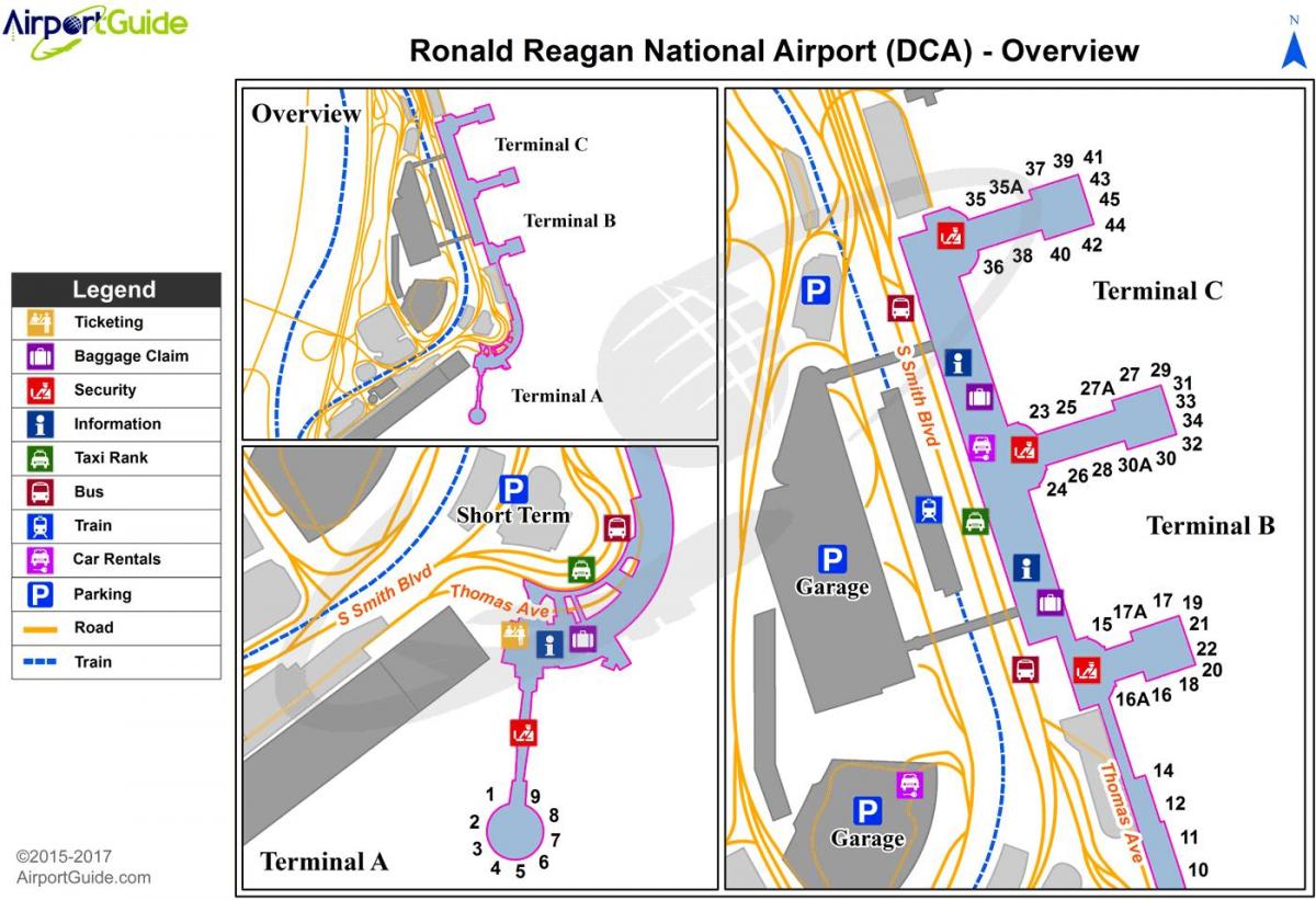 washington national airport kaart