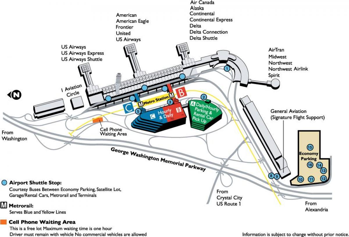 nationale luchthaven ronald reagan washington-kaart