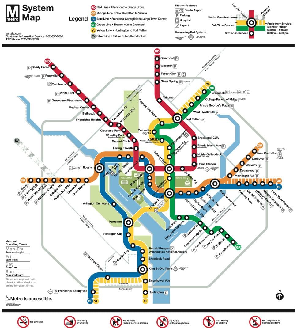 dca metro kaart