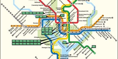 Washington dc tram kaart
