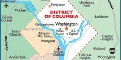 Washington dc en de staat washington kaart