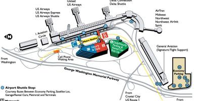 Nationale luchthaven Ronald reagan washington-kaart