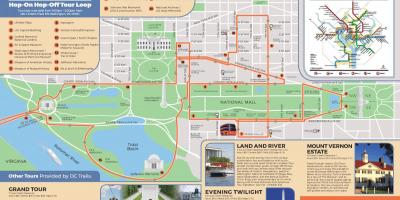 Washington dc hop-on-hop-off bus route kaart