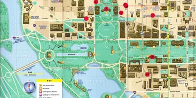 Washington monumenten kaart
