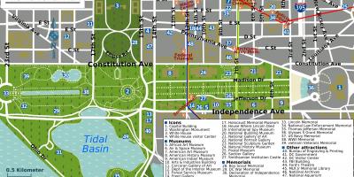 Washington national mall kaart